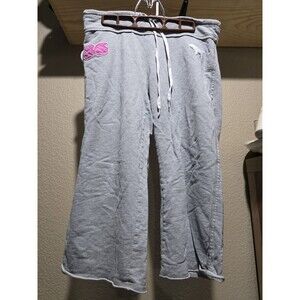 Victoria's Secret PINK Vintage Gray Capri Sweatpants Butt Spell Out Women's M
